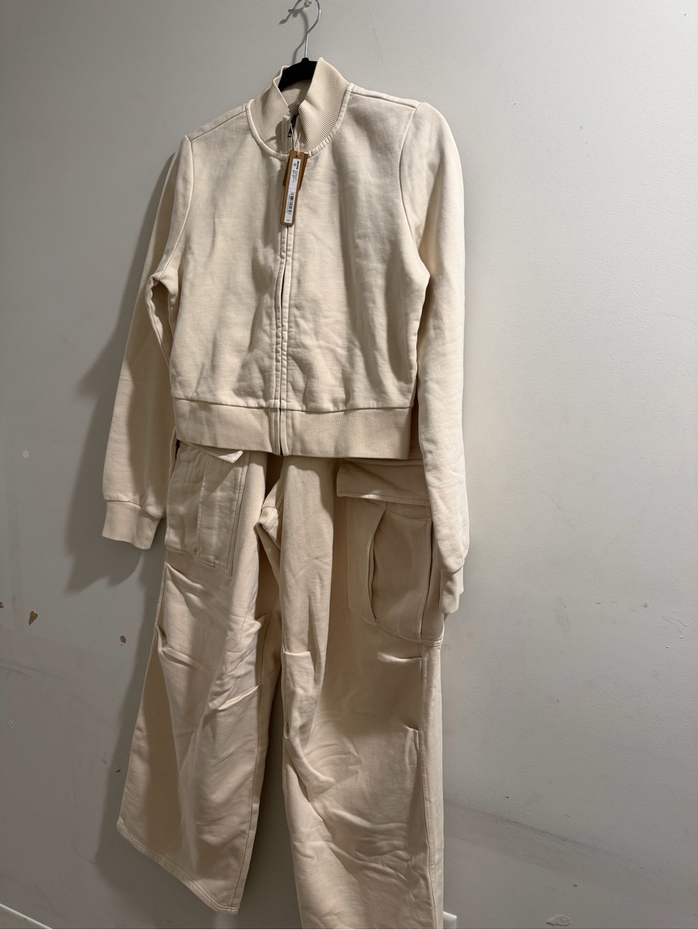 SKIMS Cream Zip-Front Jacket & Wide-Leg Cargo Pants Set